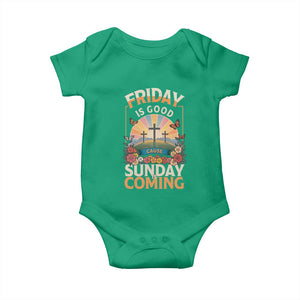 Friday Is Good Cause Sunday Is Coming Christian Easter Baby Onesie Cross Sunrise Floral Faith Inspirational Gift TS02 Irish Green Print Your Wear