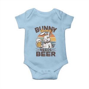 Some Bunny Needs Beer Funny Easter Drinking Humor Baby Onesie Retro Rabbit Beer Lover Gift TS02 Light Blue Print Your Wear