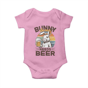 Some Bunny Needs Beer Funny Easter Drinking Humor Baby Onesie Retro Rabbit Beer Lover Gift TS02 Light Pink Print Your Wear