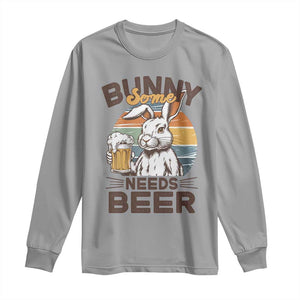 Some Bunny Needs Beer Funny Easter Drinking Humor Long Sleeve Shirt Retro Rabbit Beer Lover Gift TS02 Sport Gray Print Your Wear
