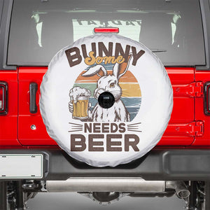 Some Bunny Needs Beer Funny Easter Drinking Humor Spare Tire Cover Retro Rabbit Beer Lover Gift TS02 White Print Your Wear