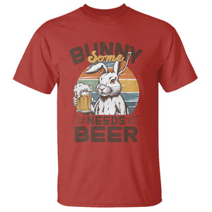 Some Bunny Needs Beer Funny Easter Drinking Humor T Shirt Retro Rabbit Beer Lover Gift TS02 Red Print Your Wear
