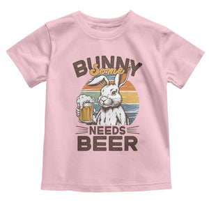 Some Bunny Needs Beer Funny Easter Drinking Humor Toddler T Shirt Retro Rabbit Beer Lover Gift TS02 Light Pink Print Your Wear