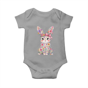 Cute Floral Easter Bunny Graphic Baby Onesie Adorable Spring Rabbit with Flowers Pastel Aesthetic Gift TS02 Sport Gray Print Your Wear