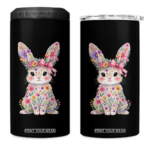 Cute Floral Easter Bunny Graphic 4 in 1 Can Cooler Tumbler Adorable Spring Rabbit with Flowers Pastel Aesthetic Gift TS02 One Size: 16 oz Black Print Your Wear
