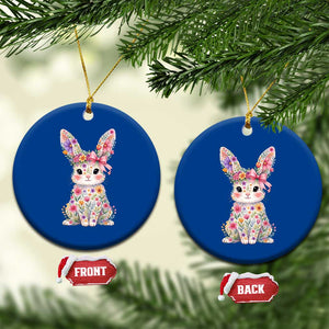 Cute Floral Easter Bunny Graphic Ceramic Ornament Adorable Spring Rabbit with Flowers Pastel Aesthetic Gift TS02 1pc Blue Print Your Wear