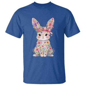 Cute Floral Easter Bunny Graphic T Shirt Adorable Spring Rabbit with Flowers Pastel Aesthetic Gift TS02 Royal Blue Print Your Wear