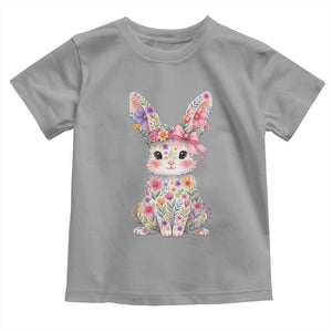 Cute Floral Easter Bunny Graphic Toddler T Shirt Adorable Spring Rabbit with Flowers Pastel Aesthetic Gift TS02 Sport Gray Print Your Wear