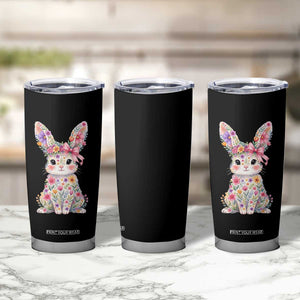 Cute Floral Easter Bunny Graphic Tumbler Cup Adorable Spring Rabbit with Flowers Pastel Aesthetic Gift TS02 Print Your Wear
