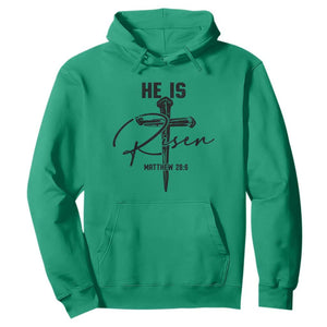 He Is Risen Matthew 28:6 Christian Easter Hoodie Nail Cross Faith Religious Inspirational Gift TS02 Irish Green Print Your Wear