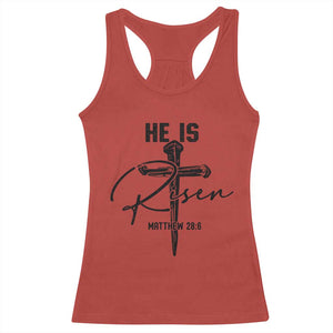 He Is Risen Matthew 28:6 Christian Easter Racerback Tank Top Nail Cross Faith Religious Inspirational Gift TS02 Red Print Your Wear