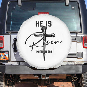 He Is Risen Matthew 28:6 Christian Easter Spare Tire Cover Nail Cross Faith Religious Inspirational Gift TS02 No hole White Print Your Wear