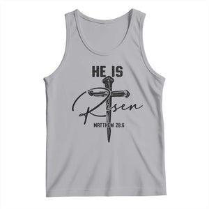 He Is Risen Matthew 28:6 Christian Easter Tank Top Nail Cross Faith Religious Inspirational Gift TS02 Athletic Heather Print Your Wear
