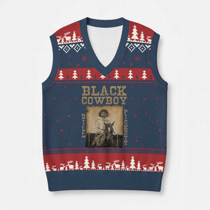 Bill Pickett V-Neck Knit Sweater Vest Black Cowboy Western Legend Vintage TS02 Navy Red Print Your Wear