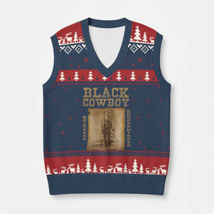 Bass Reeves V-Neck Knit Sweater Vest Black Cowboy Western Legend Vintage TS02 Navy Red Print Your Wear