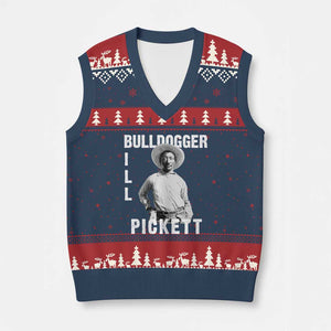 Bill Pickett V-Neck Knit Sweater Vest Bulldogger Black Cowboy Western Legend Vintage TS02 Navy Red Print Your Wear