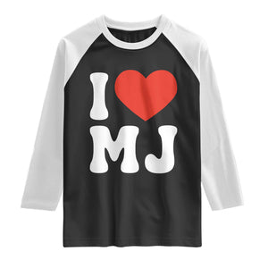 I Heart MJ Classic Graphic Tribute Raglan Shirt Love Pop Legend Iconic Culture Music Fan Favor TS02 Black White Print Your Wear