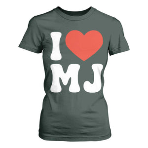 I Heart MJ Classic Graphic Tribute T Shirt For Women Love Pop Legend Iconic Culture Music Fan Favor TS02 Dark Forest Green Print Your Wear