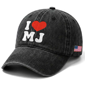 I Heart MJ Classic Graphic Tribute Washed Cotton Baseball Cap Love Pop Legend Iconic Culture Music Fan Favor TS02 Print Your Wear