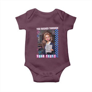 Sarcastic You Rushed Through Your Test Doll Meme Baby Onesie Teacher Reaction Humor Final Exams TS02 Maroon Print Your Wear