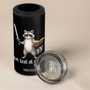 We Test At Dawn Raccoon Warrior 4 in 1 Can Cooler Tumbler Funny Student Teacher Exam Motivation TS02 Print Your Wear