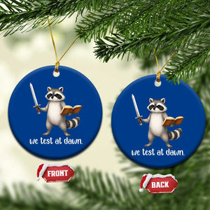 We Test At Dawn Raccoon Warrior Ceramic Ornament Funny Student Teacher Exam Motivation TS02 1pc Blue Print Your Wear