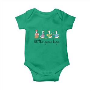 Let the Games Begin Cute Geese Baby Onesie Field Day Whimsical School Sports TS02 Irish Green Print Your Wear