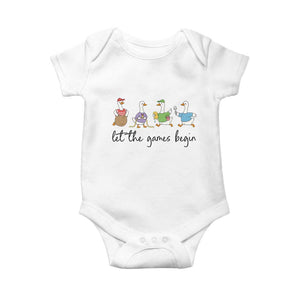 Let the Games Begin Cute Geese Baby Onesie Field Day Whimsical School Sports TS02 White Print Your Wear