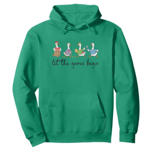 Let the Games Begin Cute Geese Hoodie Field Day Whimsical School Sports TS02 Irish Green Print Your Wear