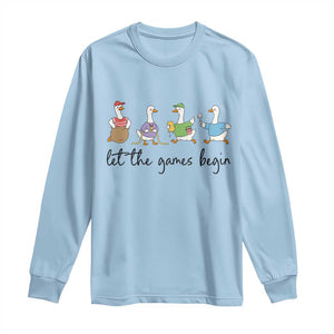 Let the Games Begin Cute Geese Long Sleeve Shirt Field Day Whimsical School Sports TS02 Light Blue Print Your Wear
