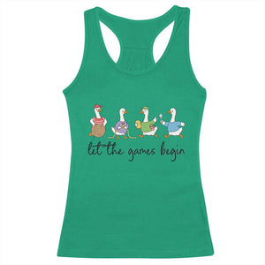 Let the Games Begin Cute Geese Racerback Tank Top Field Day Whimsical School Sports TS02 Irish Green Print Your Wear