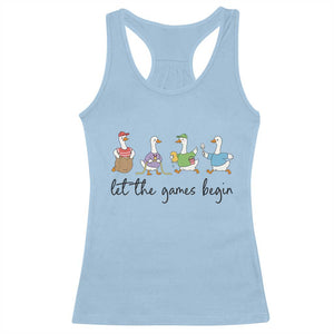 Let the Games Begin Cute Geese Racerback Tank Top Field Day Whimsical School Sports TS02 Light Blue Print Your Wear