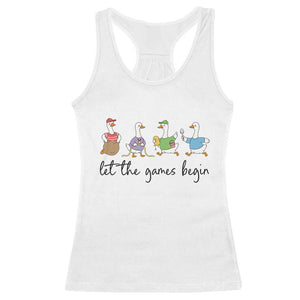 Let the Games Begin Cute Geese Racerback Tank Top Field Day Whimsical School Sports TS02 White Print Your Wear