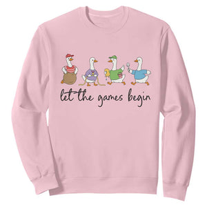 Let the Games Begin Cute Geese Sweatshirt Field Day Whimsical School Sports TS02 Light Pink Print Your Wear
