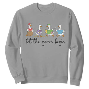 Let the Games Begin Cute Geese Sweatshirt Field Day Whimsical School Sports TS02 Sport Gray Print Your Wear
