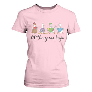 Let the Games Begin Cute Geese T Shirt For Women Field Day Whimsical School Sports TS02 Light Pink Print Your Wear