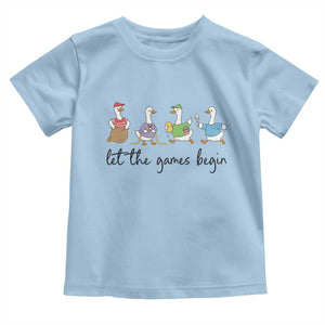 Let the Games Begin Cute Geese Toddler T Shirt Field Day Whimsical School Sports TS02 Light Blue Print Your Wear
