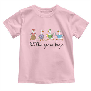 Let the Games Begin Cute Geese Toddler T Shirt Field Day Whimsical School Sports TS02 Light Pink Print Your Wear