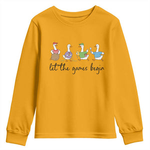 Let the Games Begin Cute Geese Youth Sweatshirt Field Day Whimsical School Sports TS02 Gold Print Your Wear