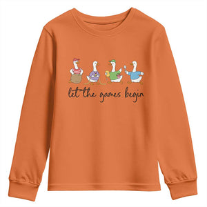 Let the Games Begin Cute Geese Youth Sweatshirt Field Day Whimsical School Sports TS02 Orange Print Your Wear