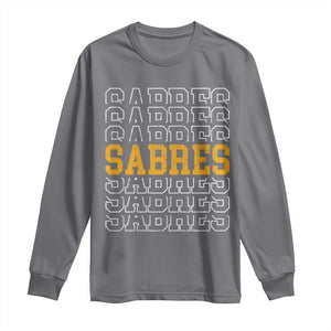 Retro Sabres Name Script Style Long Sleeve Shirt Vintage Distressed Sports Spirit Fan Pride TS02 Charcoal Print Your Wear