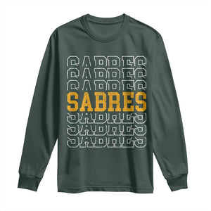 Retro Sabres Name Script Style Long Sleeve Shirt Vintage Distressed Sports Spirit Fan Pride TS02 Dark Forest Green Print Your Wear