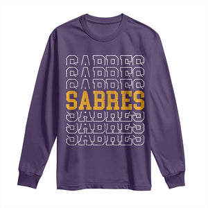 Retro Sabres Name Script Style Long Sleeve Shirt Vintage Distressed Sports Spirit Fan Pride TS02 Purple Print Your Wear