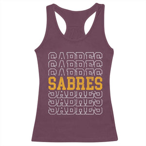 Retro Sabres Name Script Style Racerback Tank Top Vintage Distressed Sports Spirit Fan Pride TS02 Maroon Print Your Wear