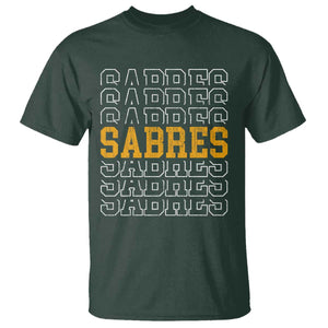 Retro Sabres Name Script Style T Shirt Vintage Distressed Sports Spirit Fan Pride TS02 Dark Forest Green Print Your Wear