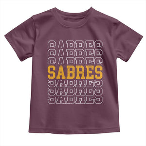 Retro Sabres Name Script Style Toddler T Shirt Vintage Distressed Sports Spirit Fan Pride TS02 Maroon Print Your Wear