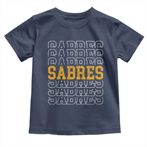 Retro Sabres Name Script Style Toddler T Shirt Vintage Distressed Sports Spirit Fan Pride TS02 Navy Print Your Wear