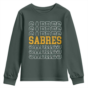 Retro Sabres Name Script Style Youth Sweatshirt Vintage Distressed Sports Spirit Fan Pride TS02 Dark Forest Green Print Your Wear