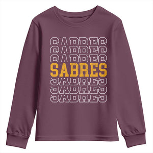 Retro Sabres Name Script Style Youth Sweatshirt Vintage Distressed Sports Spirit Fan Pride TS02 Maroon Print Your Wear
