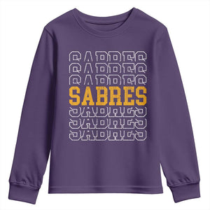 Retro Sabres Name Script Style Youth Sweatshirt Vintage Distressed Sports Spirit Fan Pride TS02 Purple Print Your Wear